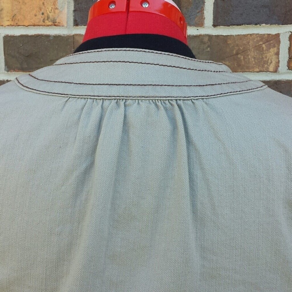 90s Vintage Chico's Platinum Khaki Button Up Cropped Lightweight Utility Jacket - Picture 6 of 8